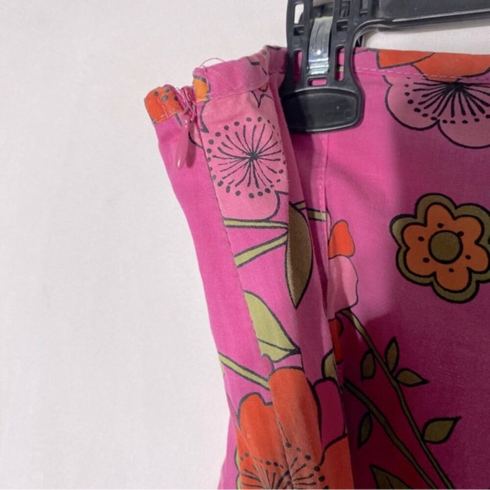 Vintage Y2K Smart Set Pink Orange Floral Pleated Front Skirt 10 - Picture 11 of 12